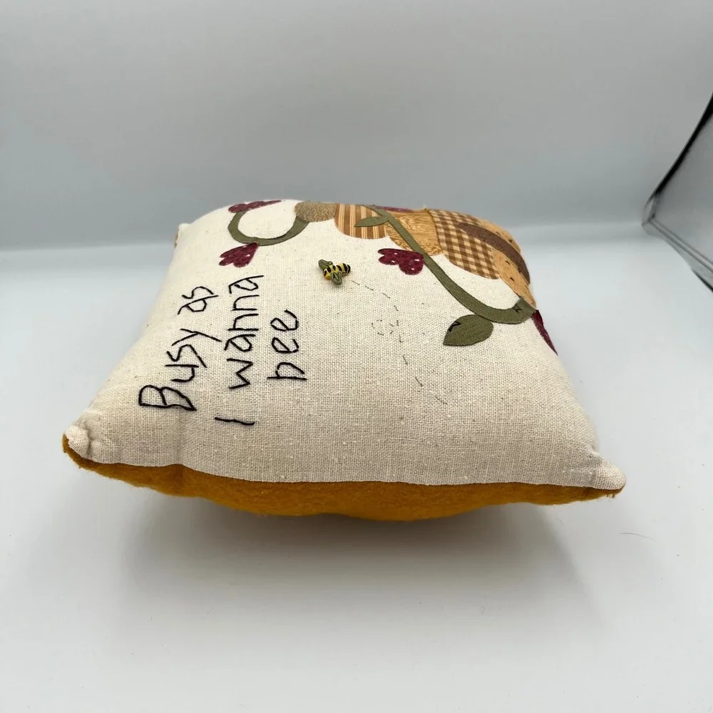 Handmade‎ Accent Pillow Busy as I Wanna Bee Farmhouse Rustic Decor Approx 7
